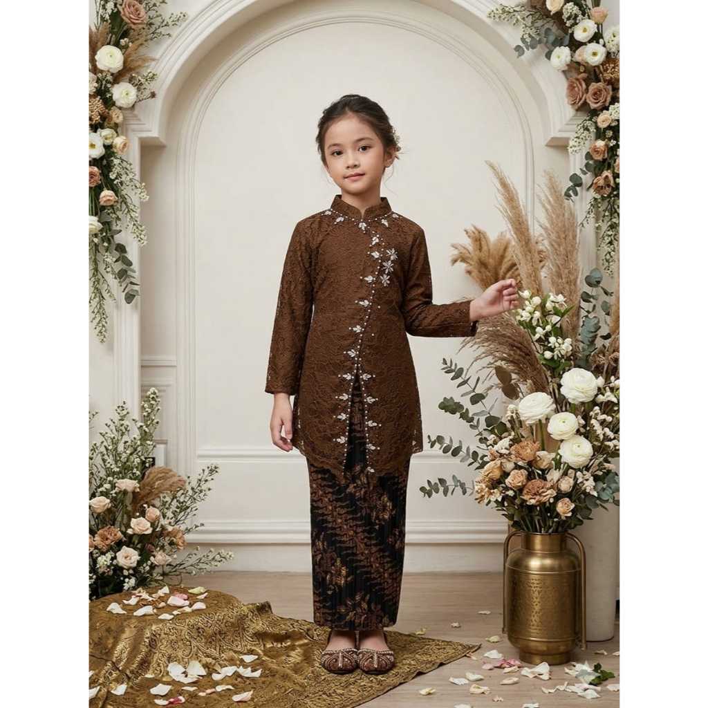 set kebaya janggan anak kebaya brokat kondangan kebaya seragaman usia 8 - 14 tahun