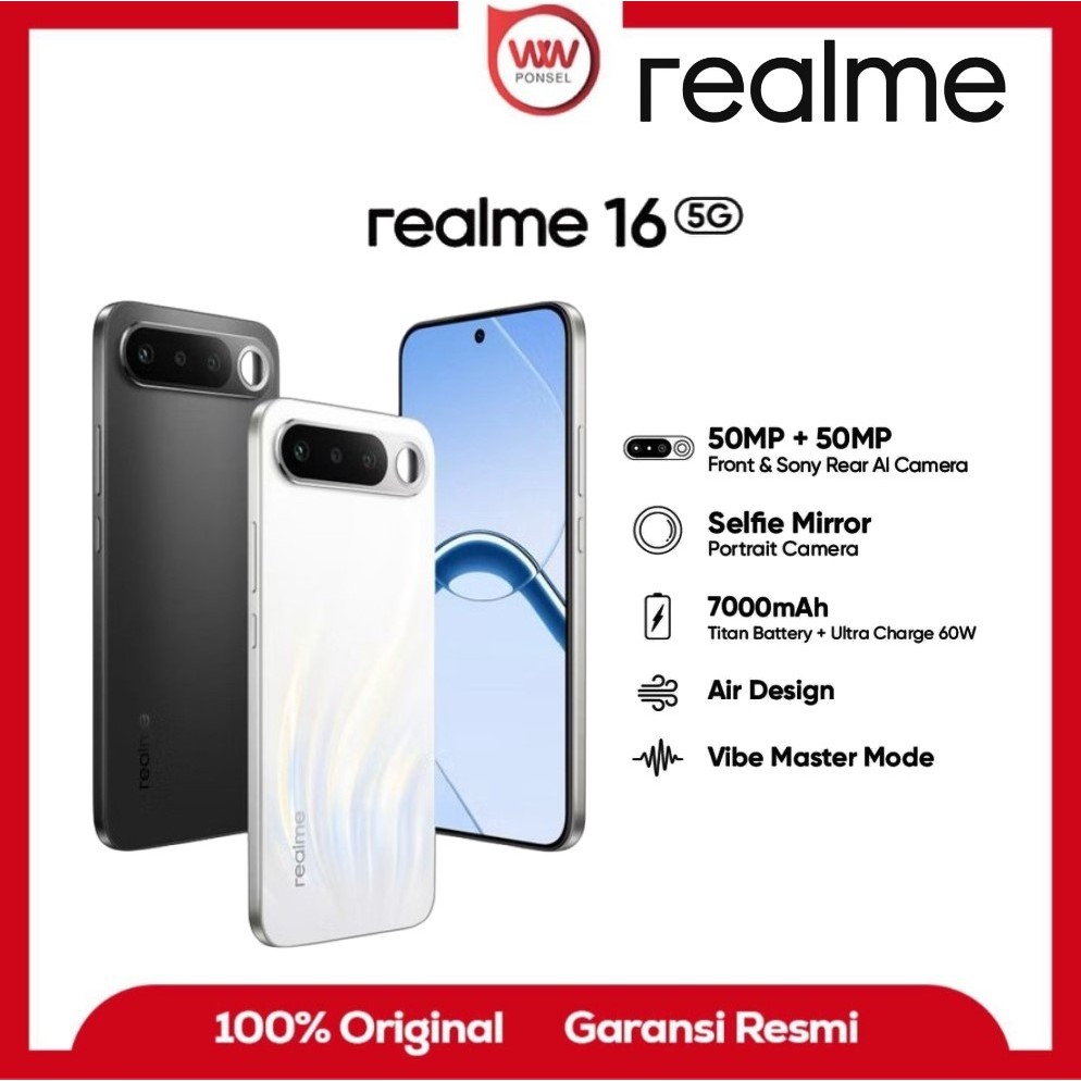 HP Realme 16 5G Ram 8GB Internal 256GB Garansi Resmi