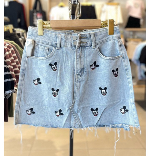 26056 MINI SKIRT JEANS ROK PENDEK MICKEY WANITA
