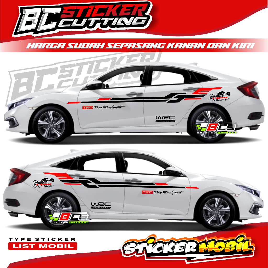Stiker Striping Tribal Racing Sport Stiker Mobil Sedan Vios Honda City Civic Corolla Sedan  Accord C
