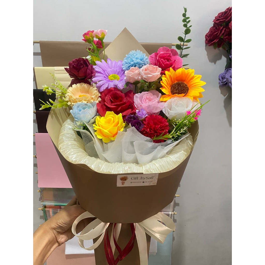 buket thumbelina wrap kertas cello ukuran large bunga mix