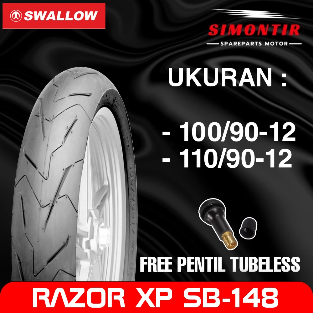 BAN SWALLOW RAZOR SB-148 BAN TUBELESS RACING PRO SERIES RING 12 UKURAN 100/90-12 | 110/90-12 BAN MAT