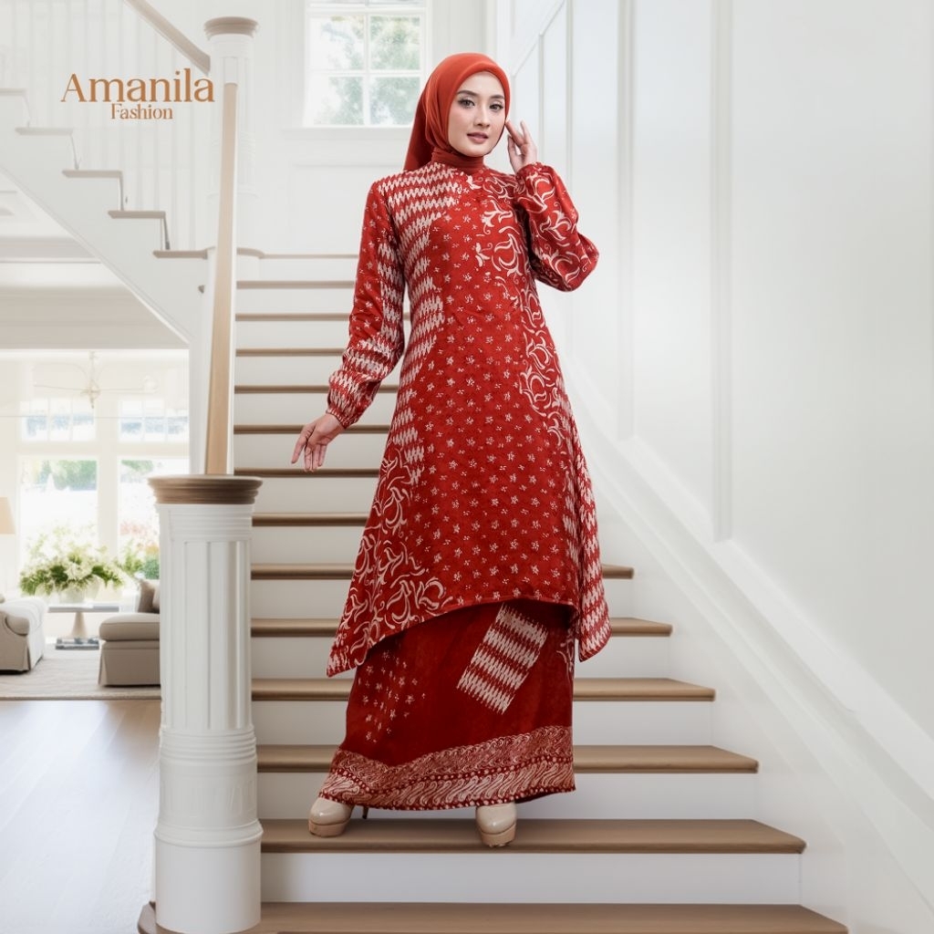 COD ALAZZA-Set Batik Tunik Dobby Sutra Super Premium/Batik Wanita Moderen/Batik kondangan Super Mewa