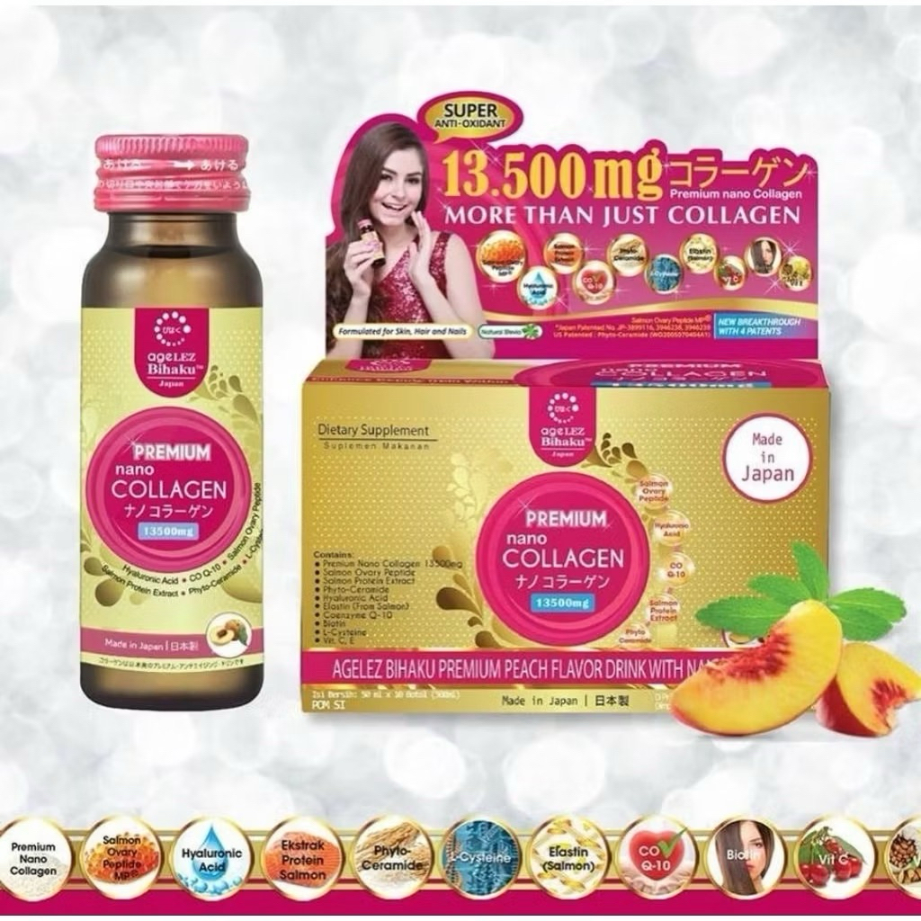 AGELEZ BIHAKU PREMIUM NANO COLLAGEN AFC 13500 MG COLLAGEN NO 1 ORIGINAL MADE IN JAPAN