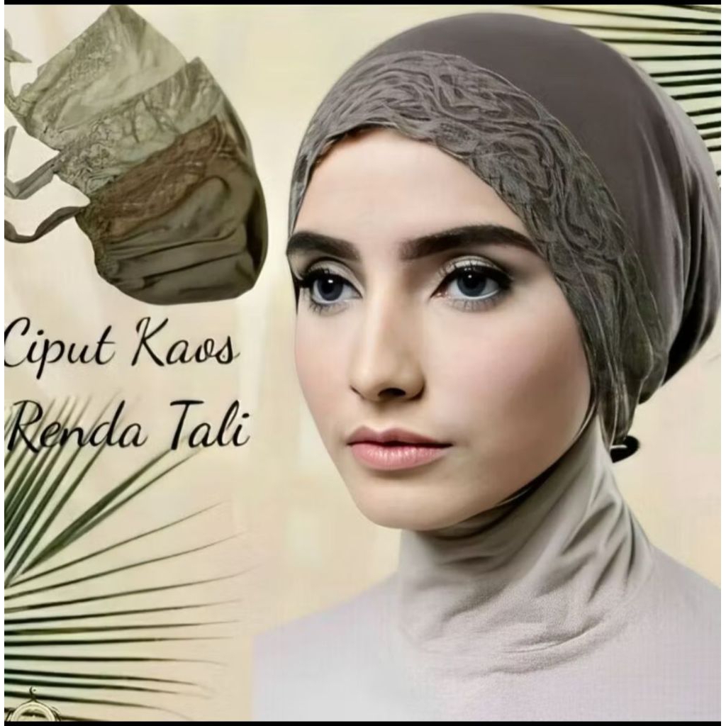 Ciput Kaos Mix Renda Brukat Tali - Ciput Tali - Ciput Kombinasi Renda - Ciput Kaos Renda Brukat - Da