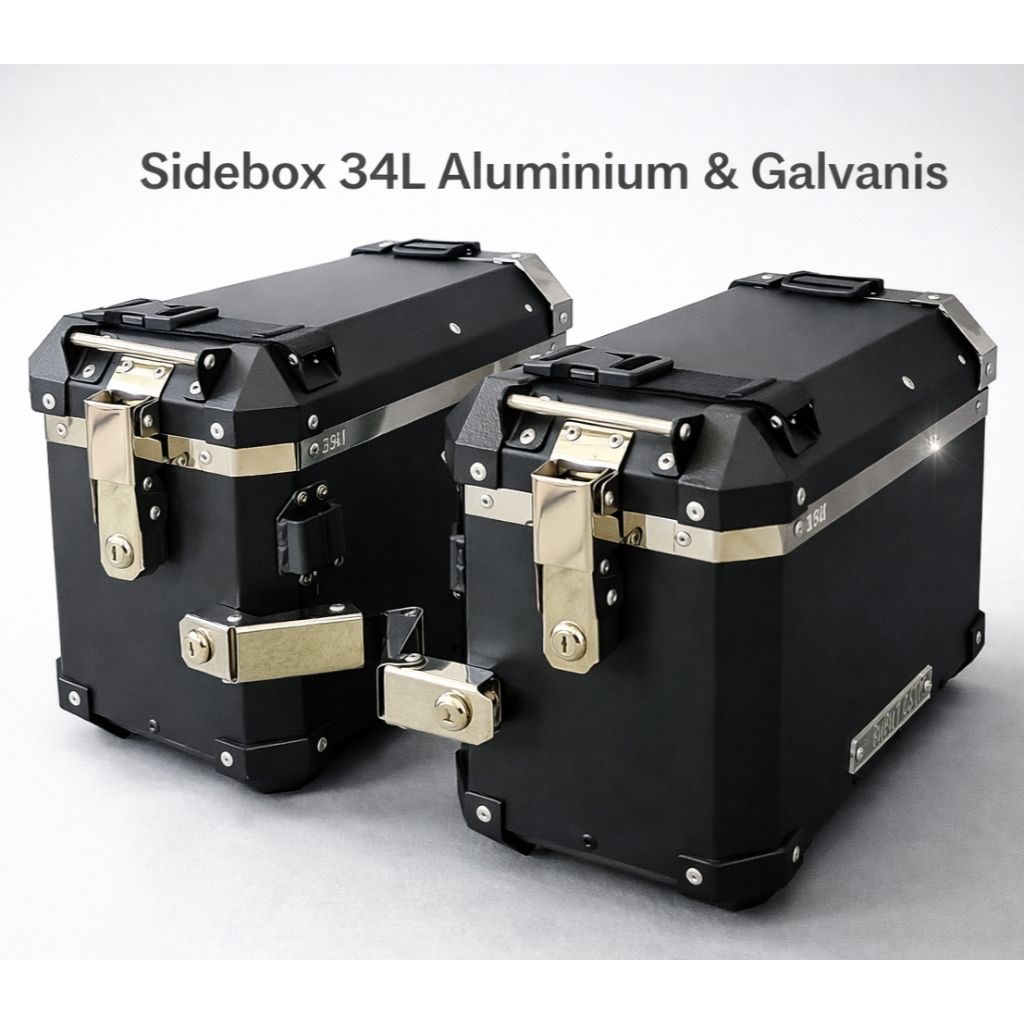 Side box pannier 34L ALUMINIUM&galvanis | pannier bubut custom |  box pannier | box motor | Box stai