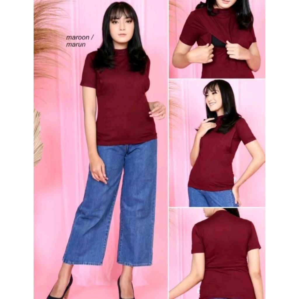 Manset Lengan Pendek Ibu Menyusui||Kaos Baju Busui