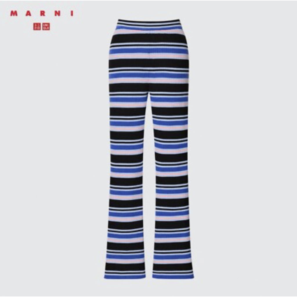 MARNI X UNIQLO Women Merino Blend Semi Flare Knited Patns BLUE Size M
