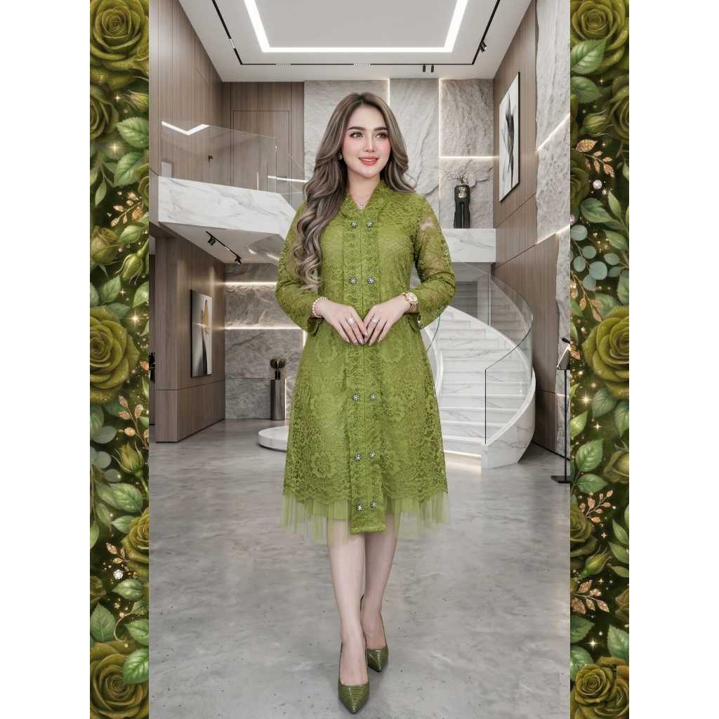 0605 Dress Kartini Semi Prancis Model Terbaru Elegan Renda/Dress Wanita Brukat/Brokat/Tebal/Real Pic