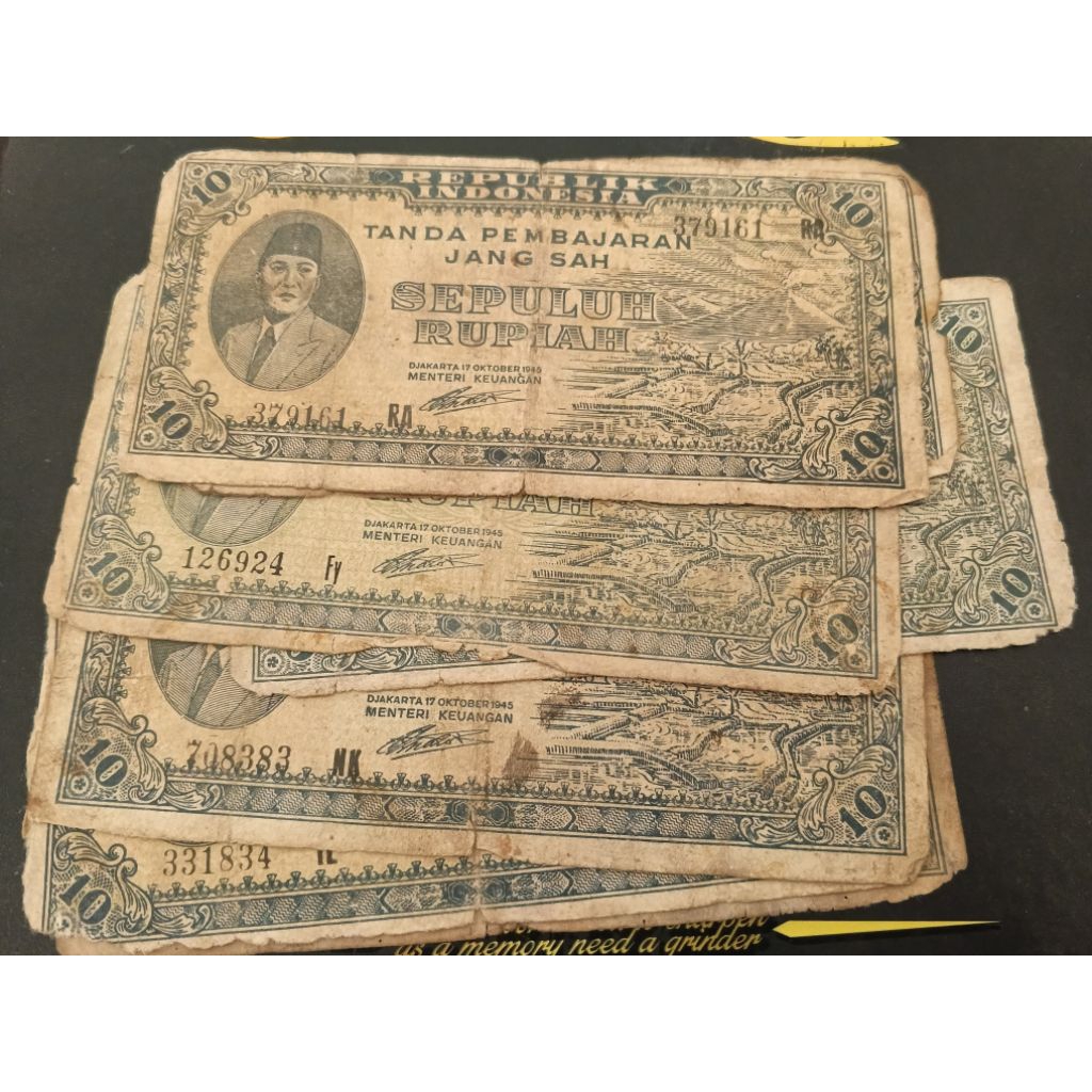 UANG KUNO 10 RUPIAH SOEKARNO SERI ORI TAHUN 1945