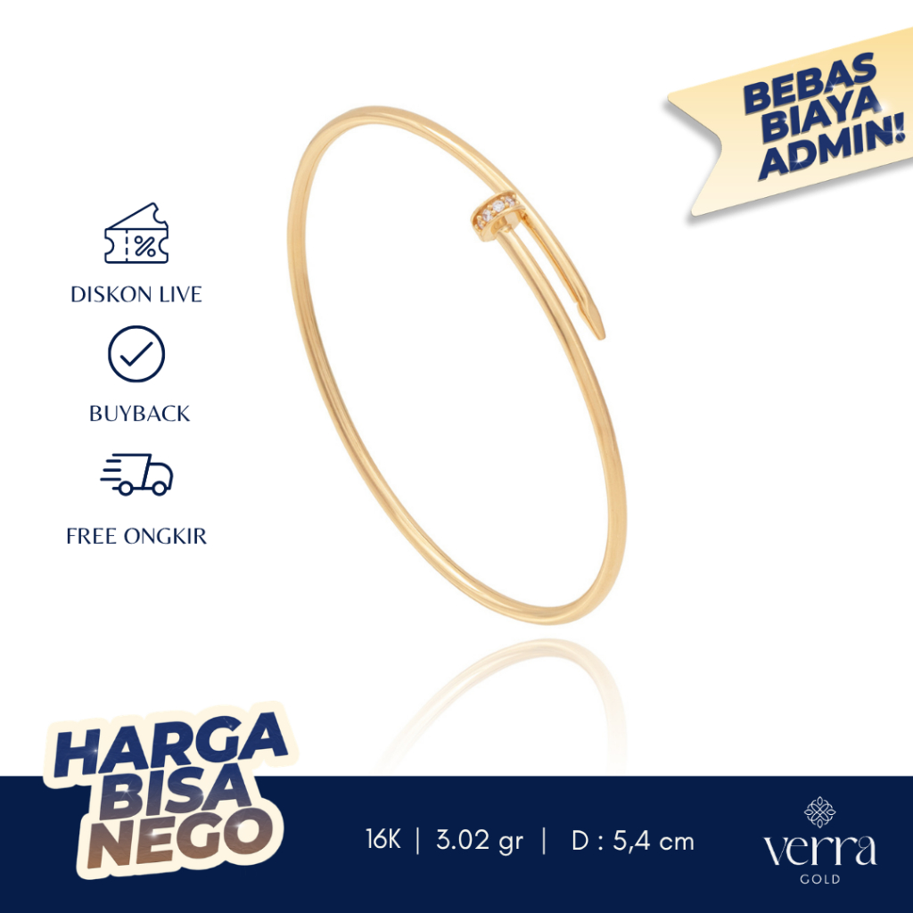 Gelang Emas Oval Bangle Celizia 16K Yellow Gold - VERRA GOLD