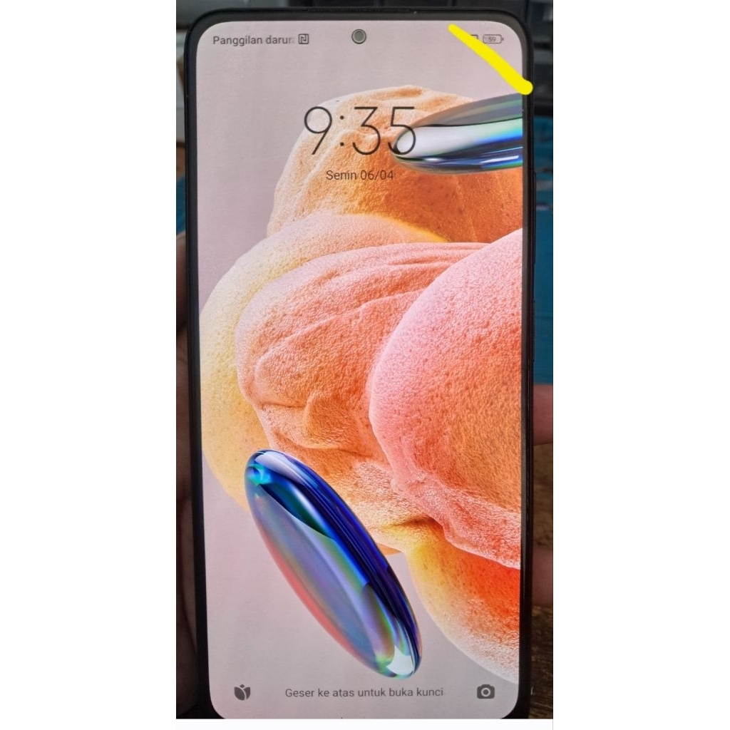 Lcd + frame ori copotan redmi note 12 pro 4g retak segaris