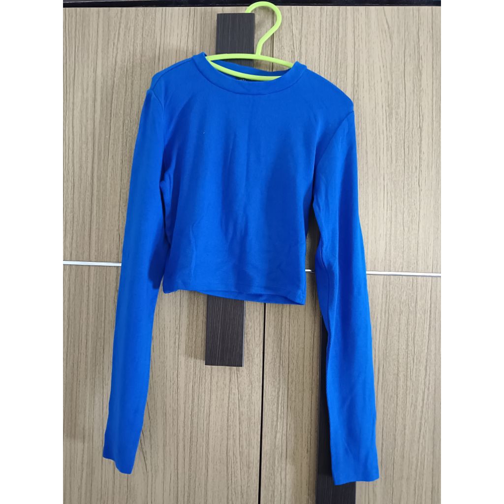 Atasan Kaos Panjang Biru Polos | Manset Zara Ld 72 | RTW