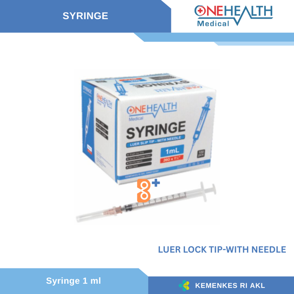 Disposable Syringe Onehealth 1 ml 1ml Spuit Spoit 1cc Jarum Suntik Suntikan 1 cc