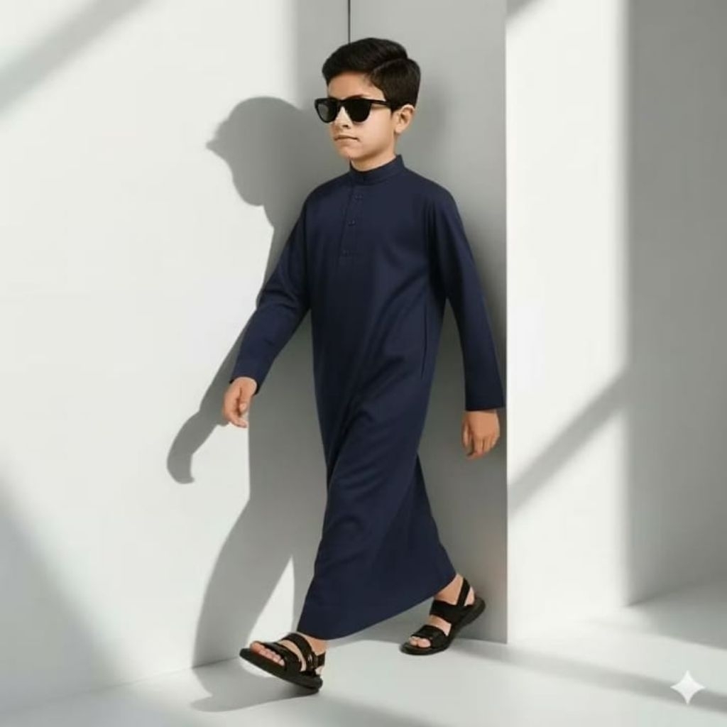 Gamis Anak || Jubah Anak Laki Laki 1Bulan -13 Tahun Jubah  Polos Warna Biru Dongker || Jubah Anak Le