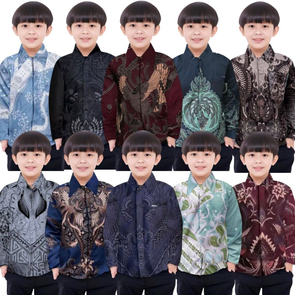 KEMEJA BATIK ANAK COWOK BAJU BATIK ANAK LENGAN PANJANG UMUR 2-13 TAHUN