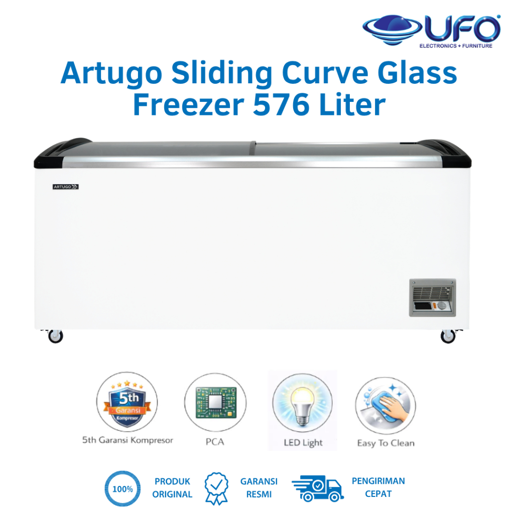 ARTUGO Sliding Curve Glass Freezer 576 Liter SH610P