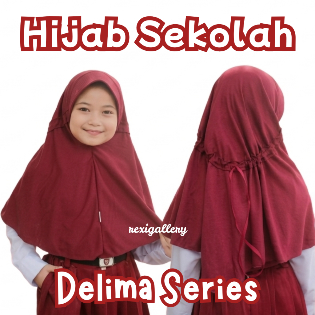 Hijab Sekolah Anak TK SD SMP SMA Dewasa Warna Merah Marun Delima Series Jilbab Instan Kerudung Jeblo