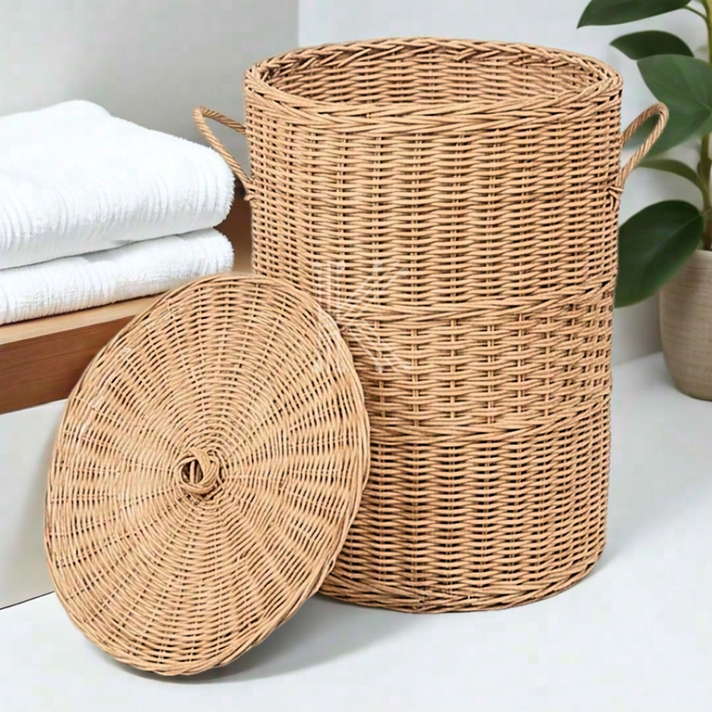 Keranjang Laundry Rotan | Keranjang Serbaguna rotan | Keranjang Sampah Rotan | Warna natural
