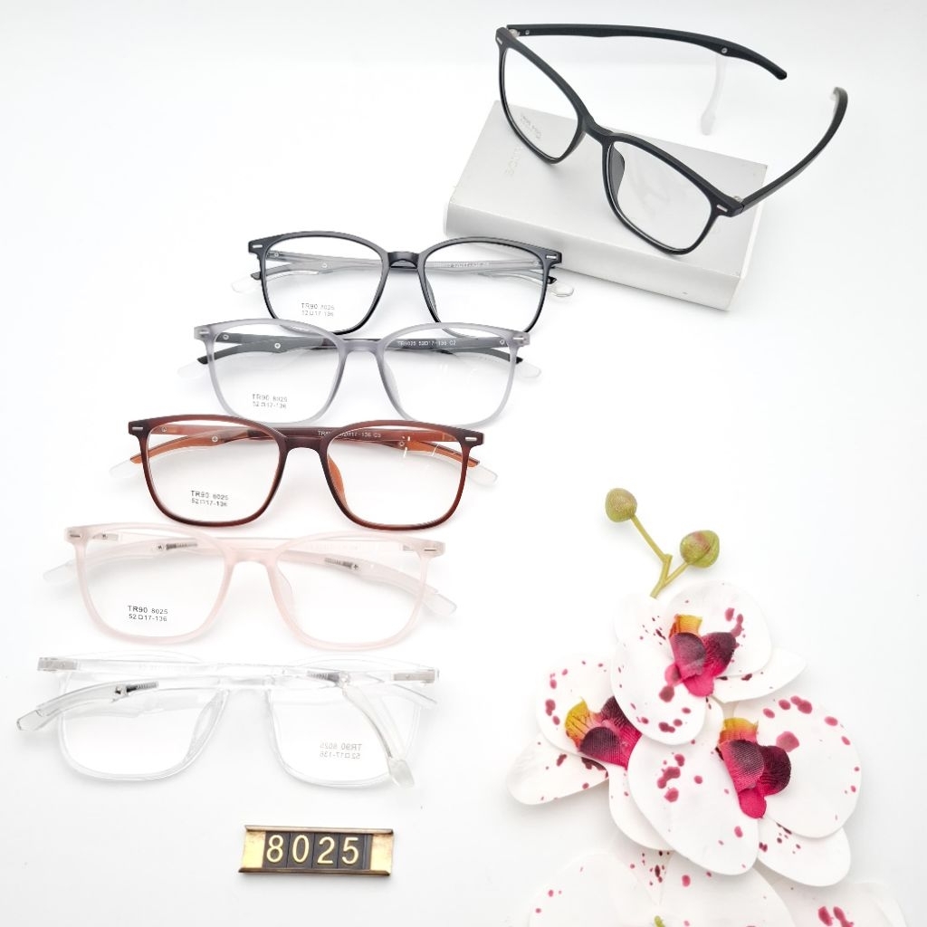 Kacamata Photocromic Minus Silinder Anti Radiasi UV Wanita Pria Frame Ringan TR90 8025