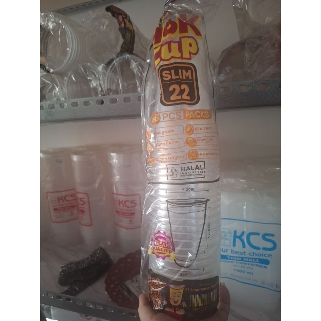 Gelas Plastik HOK Ukuran 16oz dan 22oz slim