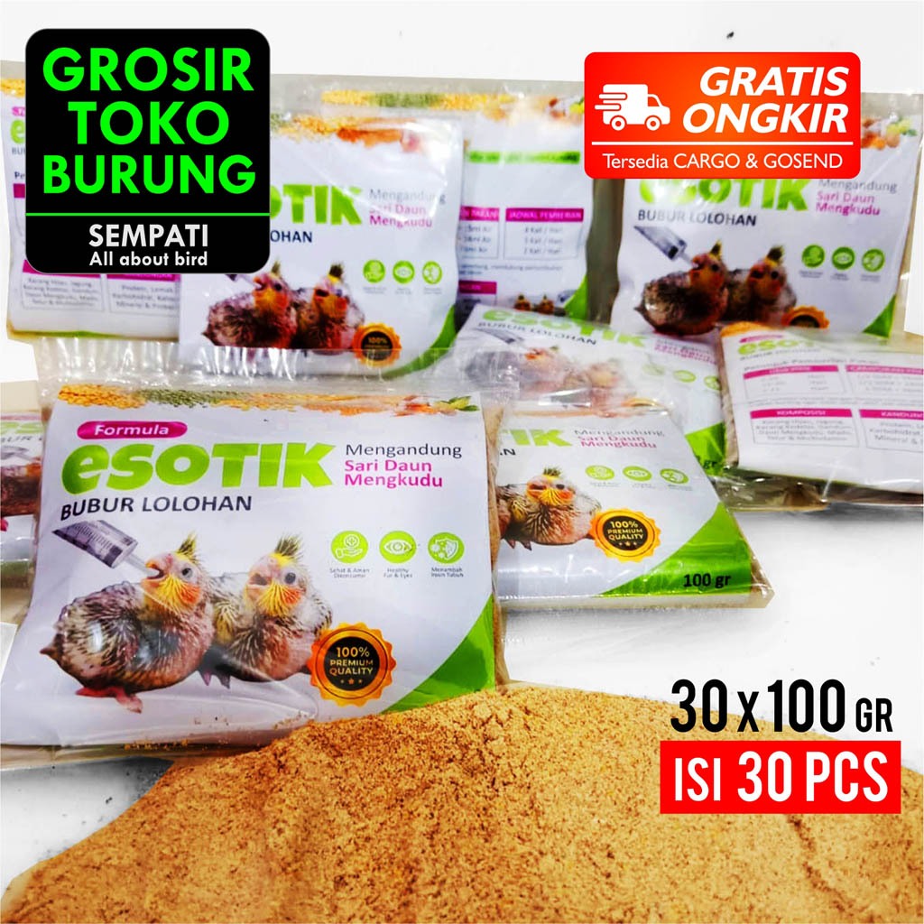 SEMPATI GROSIR Formula Esotik 100 Gram isi 30 pcs Pakan Bubur Lolohan Loloh Makanan Anakan Piyik Piy