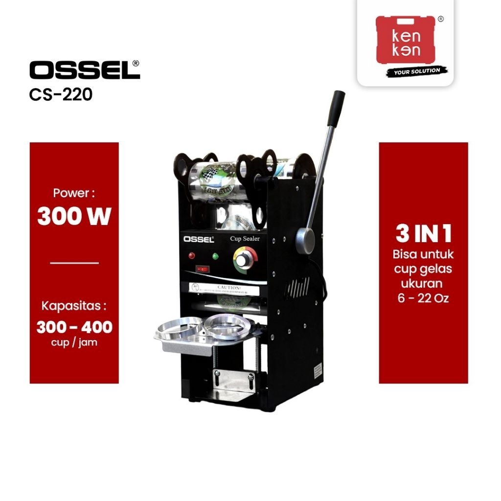 Ossel - Cup Sealer 22oz – Mesin Press Tutup Gelas Plastik Usaha Minuman