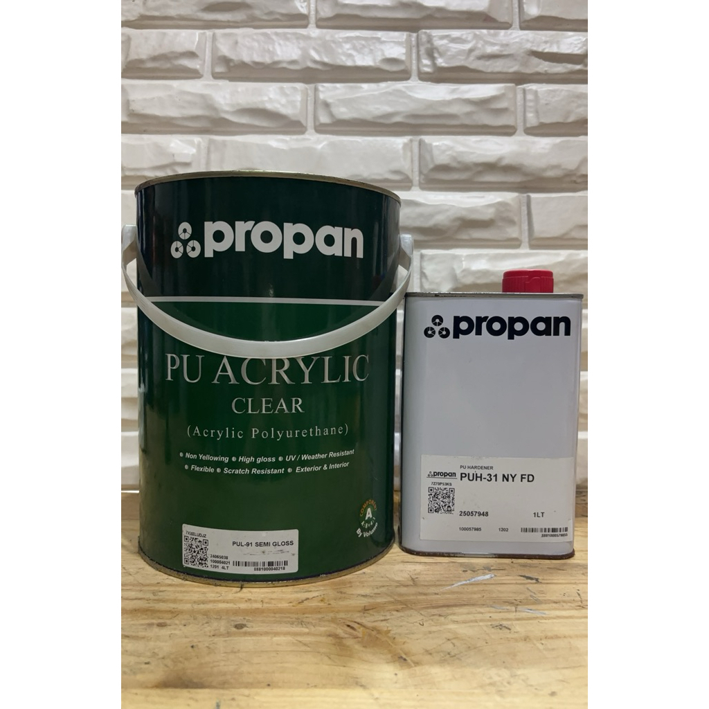 PROPAN PUL 91 SEMI GLOSS 1 GALON | Clear PU Acrylic Propan PU-91 Semi Gloss + Hardener PUH-31 1L | V