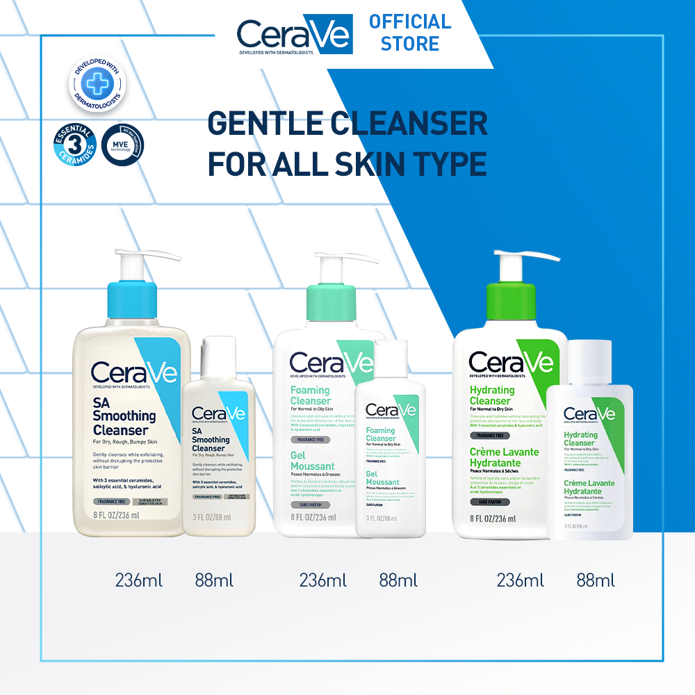 CeraVe Gentle Facial Cleanser for All Skin Types - Cleanser Wajah Untuk Semua Jenis Kulit 88ml / 236ml