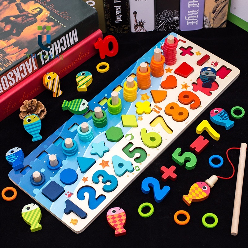 Puzzle Kayu Mainan Edukasi Anak Huruf dan Blok / Wooden Toys Mainan Montessori Pancing Ikan Anak