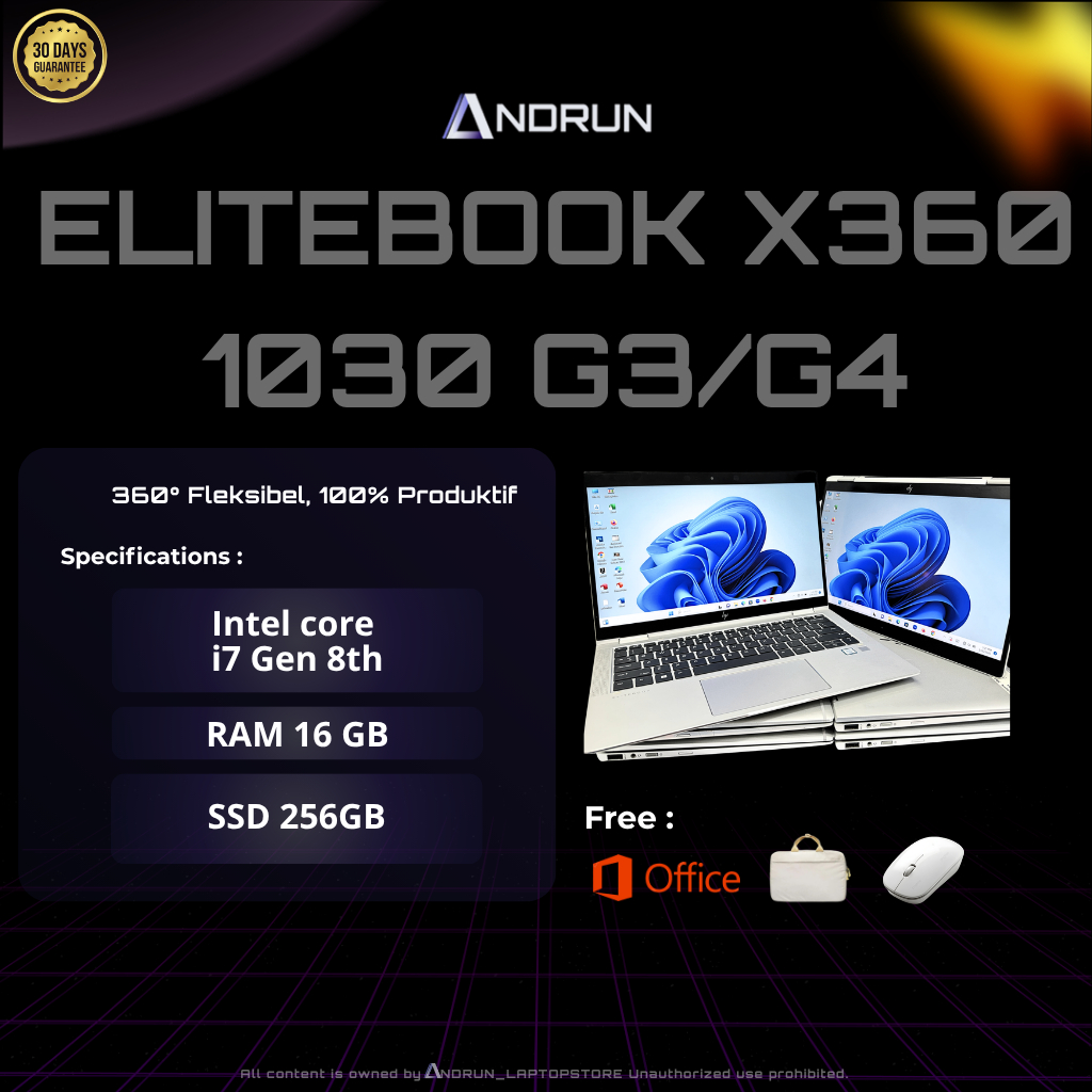 ELITEBOOK X360 1030 G3/G4 i7 gen 8th // 16/256GB