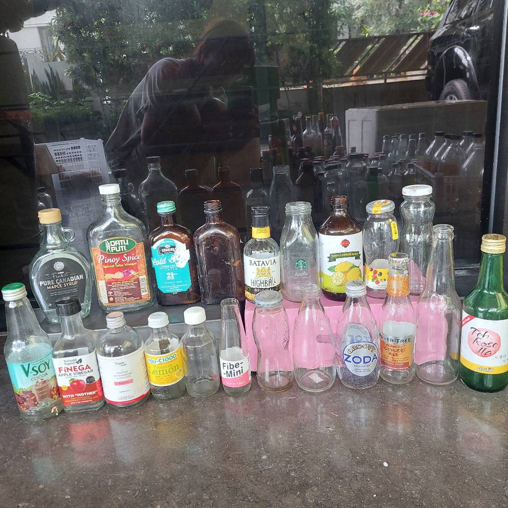 BOTOL - BOTOL KACA BEKAS MINUMAN KOPI JUS SELAI MADU 200ML 250ML botol asi vas bunga DISPLAY PROPS F