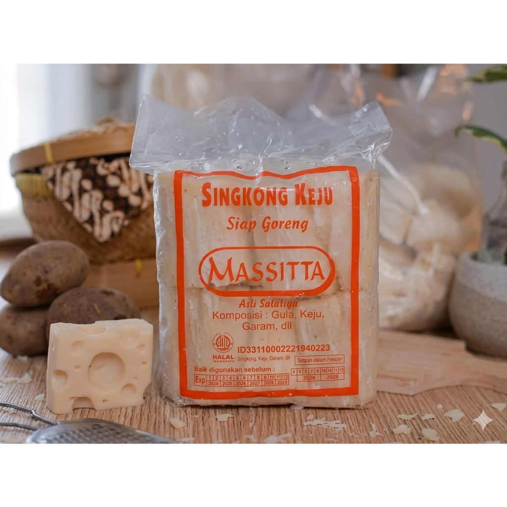Singkong Keju MASSITTA Asli Salatiga - Singkong Frozen Siap Goreng Empuk & Gurih 750g