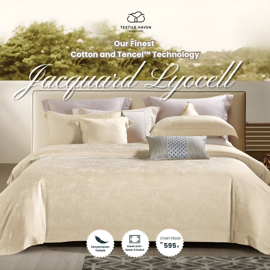 TextileHaven Sprei Set Jacquard Sutra Serat Bamboo Original 80s | Sprei KingKoil Sutra Emboss tinggi