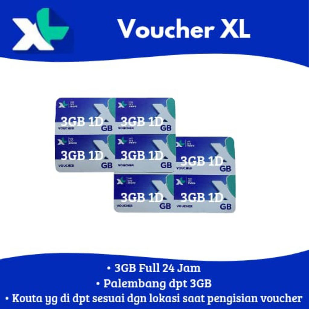 XL Voucher 1hr 3GB (2,5GB+500MB) - Bebas Puas 5rb/hr