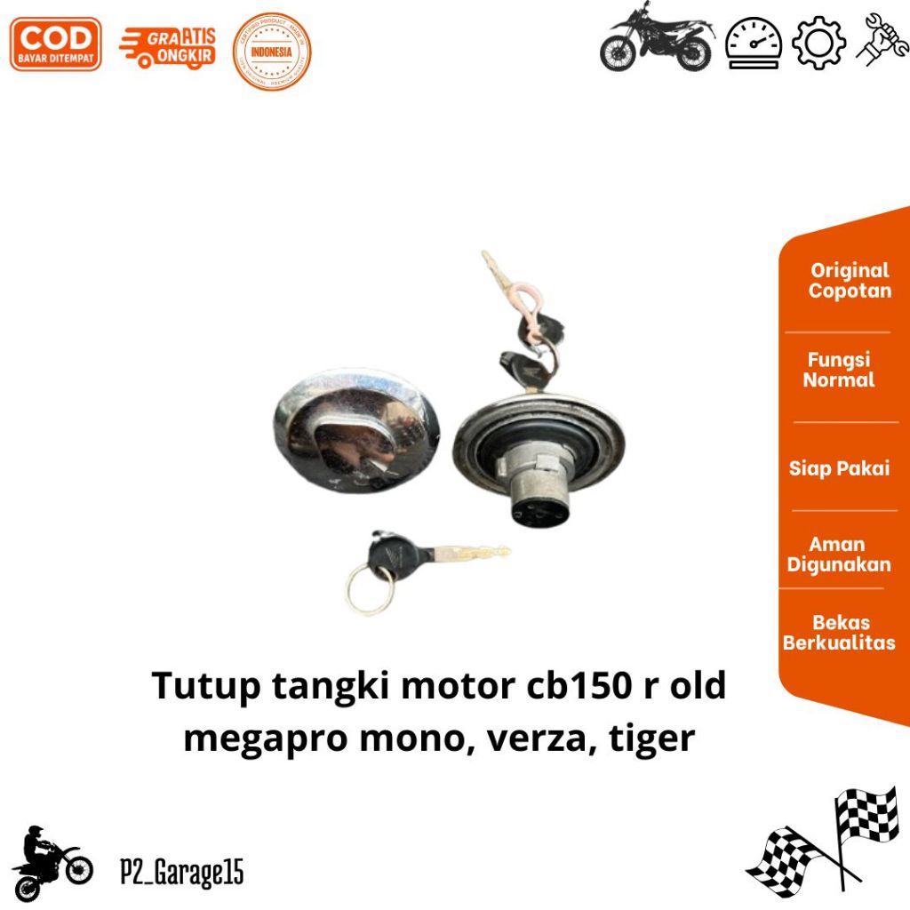 Tutup tangki original copotan motor cb150 r old,new megapro mono,verza,tiger - siap pasang