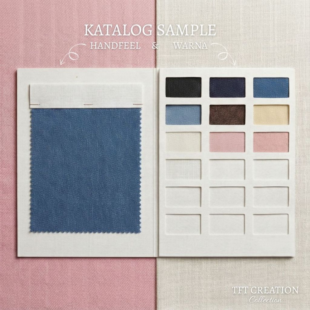 Katalog Sample Bahan Premium TFT Creation | Contoh Handfeel/Pegangan Kain dan Warna