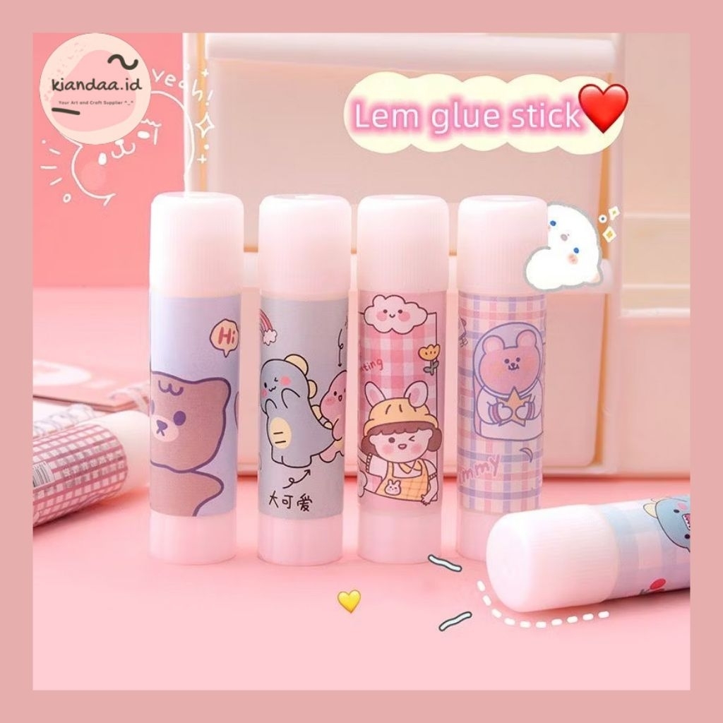 KIANDAA LEM GLUE STICK / LEM KERTAS STICK / LEM BATANG PUTAR MOTIF KARAKTER LUCU STATIONERY CUTE COD