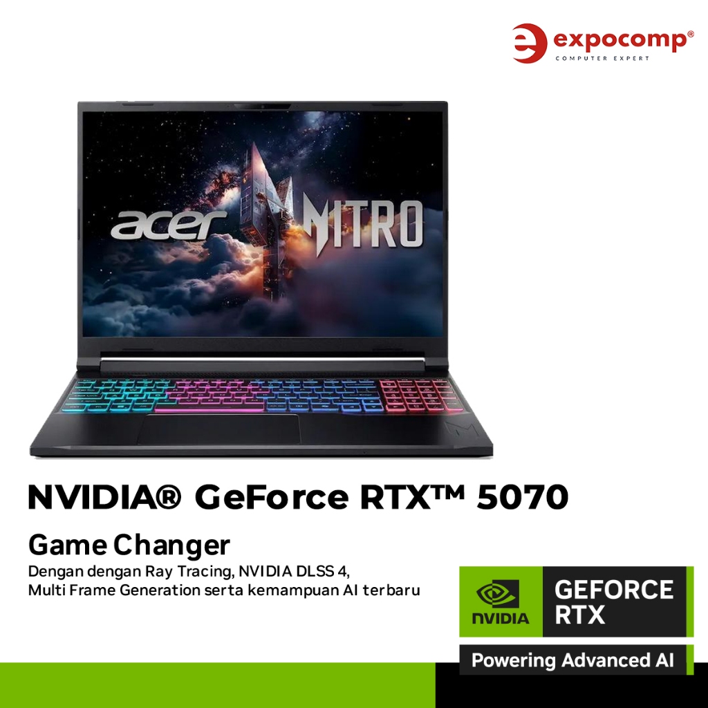 ACER GAMING NITRO 16S AI AN16S-61-R2UG GeForce RTX 5070 8GB BLACK AMD RYZEN AI 9 365 16GB 512GB 16 I