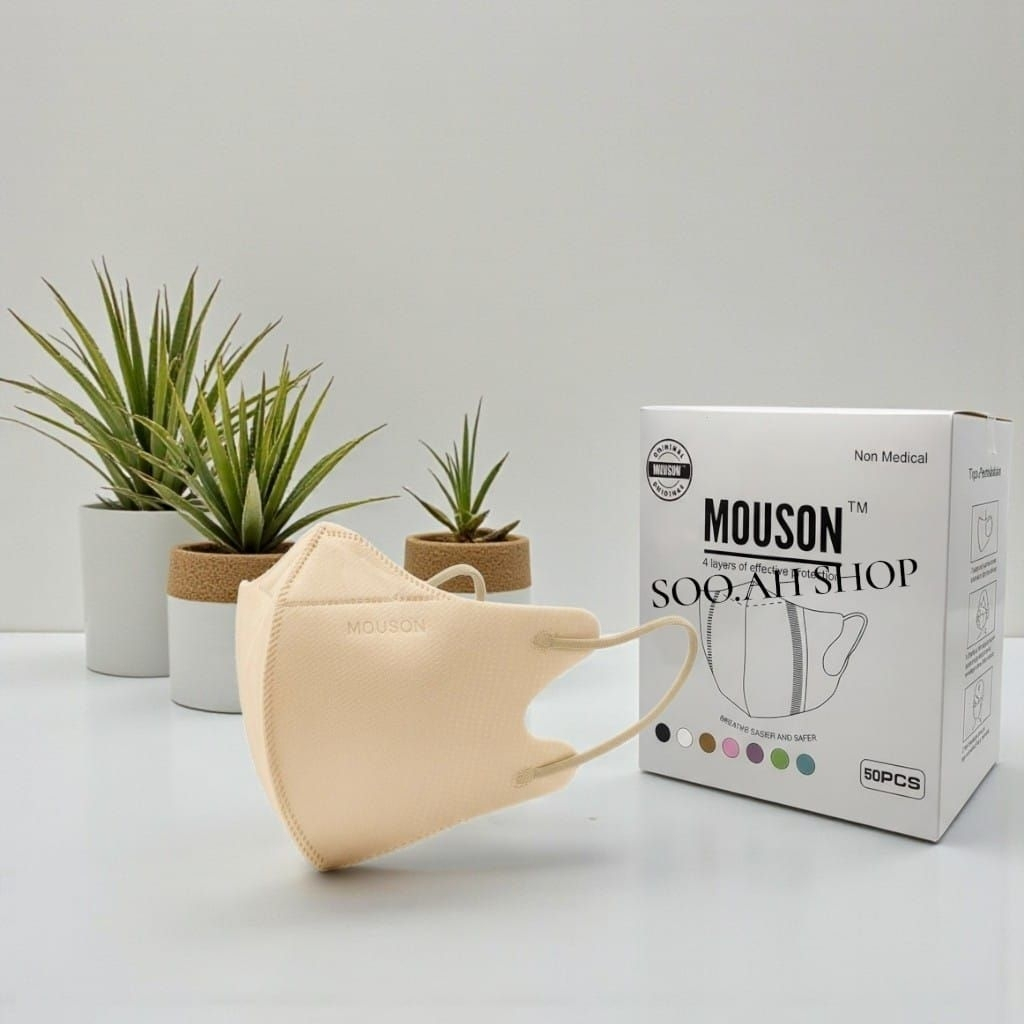 MASKER MASKER DUCKBILL MOUSON 4PLY CAPPUCINO,SHRIMPINK,PINK LADY ,GREEN NUDE EMBOS 4ply 1BOX ISI 50P