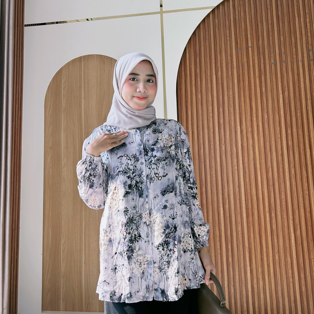Faranisa - Kemeja Blouse Rayon Twill Premium Wanita Motif