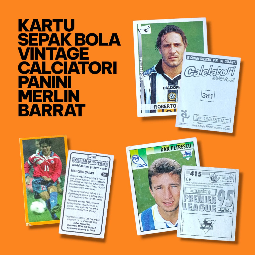 TAKE ALL 15 Kartu Sepak Bola Vintage Panini Calciatori Merlin Barrat Football Candy Sticks FIFA 2002