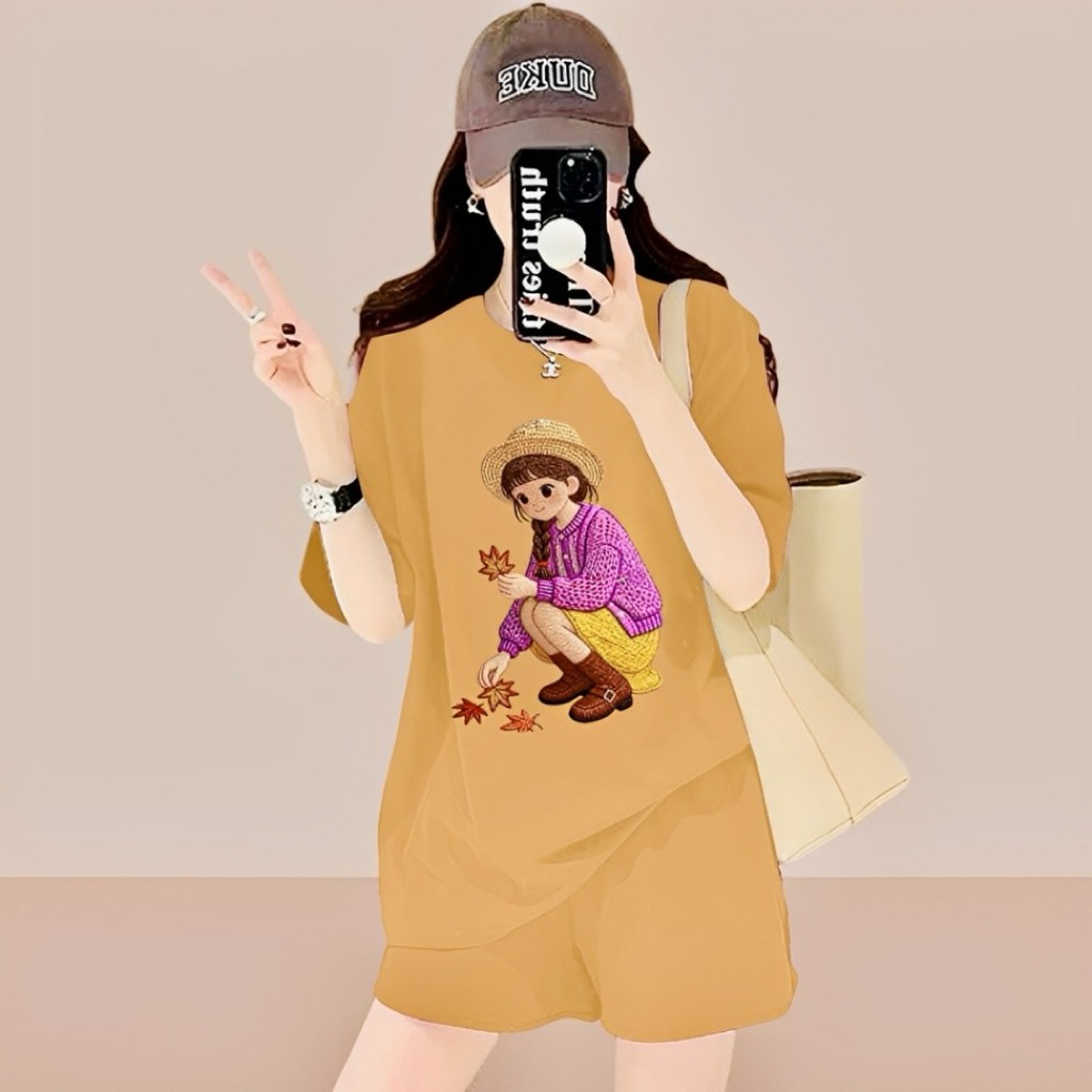 Setelan Wanita Babyterry Lengan Pendek - Nyaman, Lembut, Adem