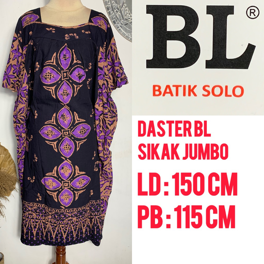 DASTER BL SOLO ORI BATIK CETAK MODEL SIKAK JUMBO LD 150 CM