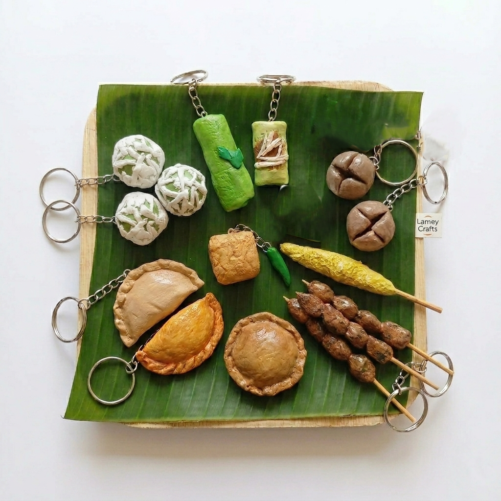 Keychain Jajanan Tradisional Clay Aksesoris Unik 100% Handmade Miniatur Gantungan Kunci HP dan tas u