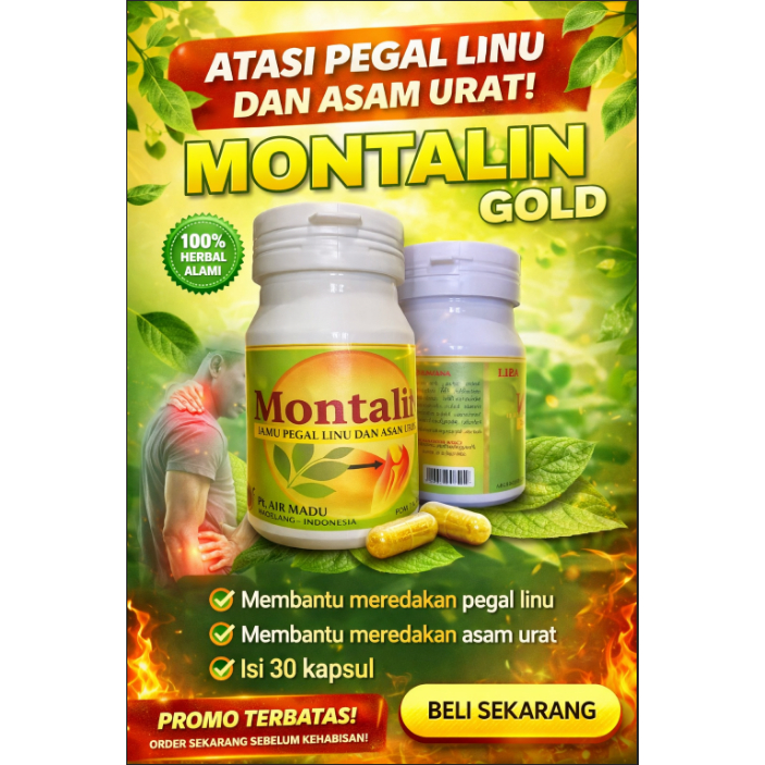 MONTALIN Gold Original Jamu Pegel Linu Herbal Isi 30 Kapsul Kemasan Botol Praktis