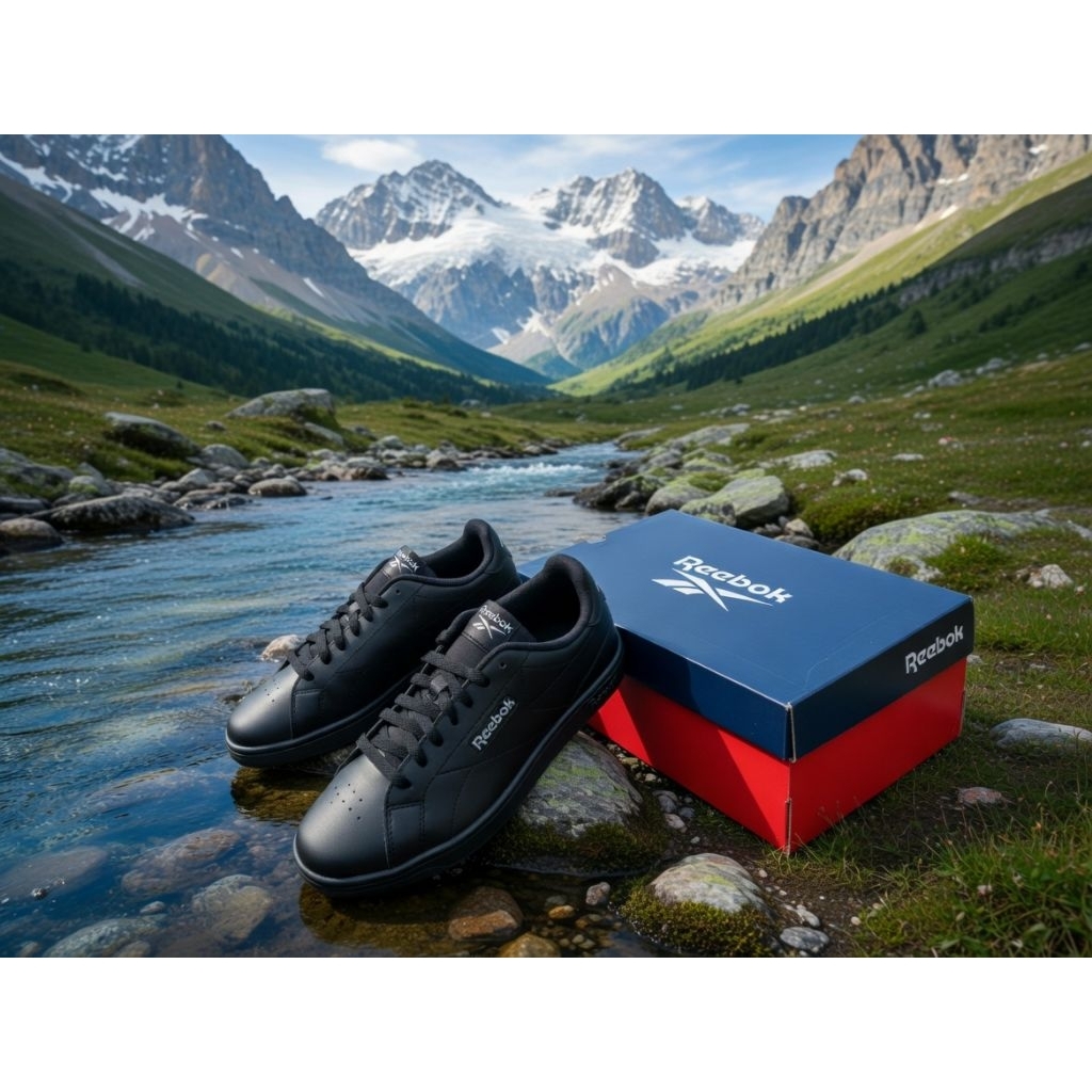 sepatu sekolah reebok hitam polos reebok full black