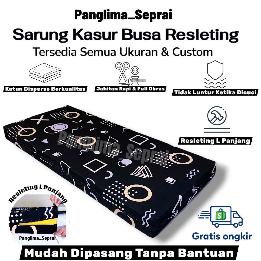 Sarung Busa Seprai Resleting Cover Matras Ukuran No.3 120x200, No. 2 160x200, No. 1 180x200, Tersedi