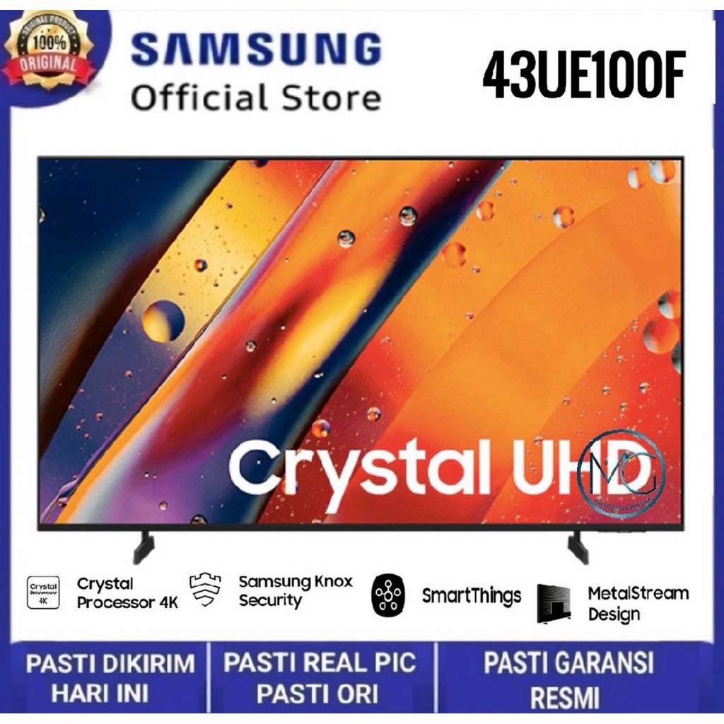SAMSUNG LED TV 43 INCH 43EU100F Crystal UHD 4K Smart tv new 2026