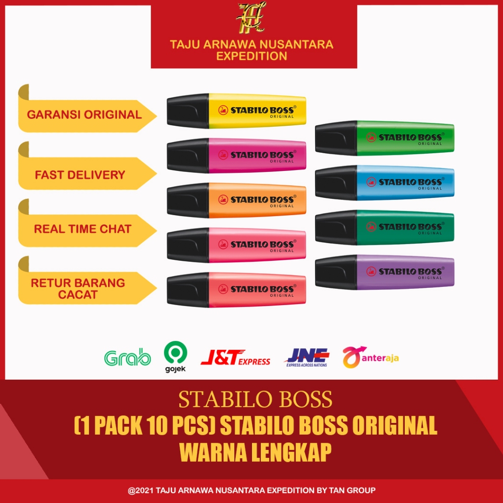 (1 PACK 10 PCS) STABILO BOSS / HIGHLIGHTER BOSS / HIGHLIGHTER STABILO BOSS PACK GROSIR ORIGINAL